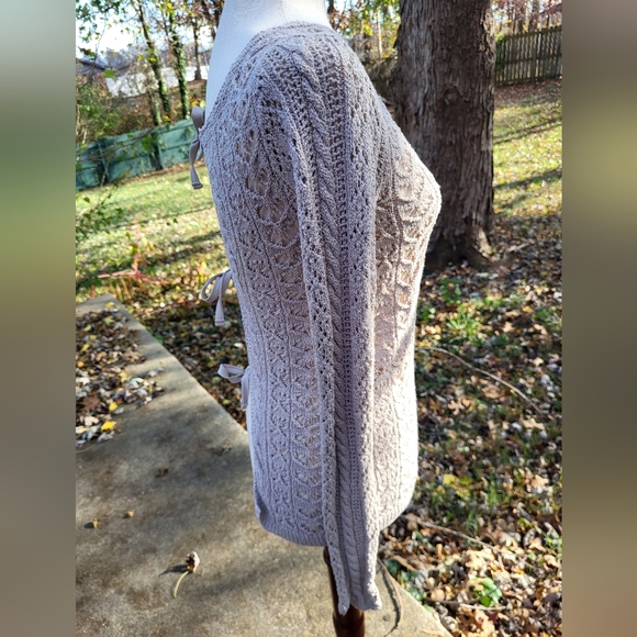 Free People Open back sweater knit oatmeal tie back XS Days of Our Lives - Picture 9 of 10